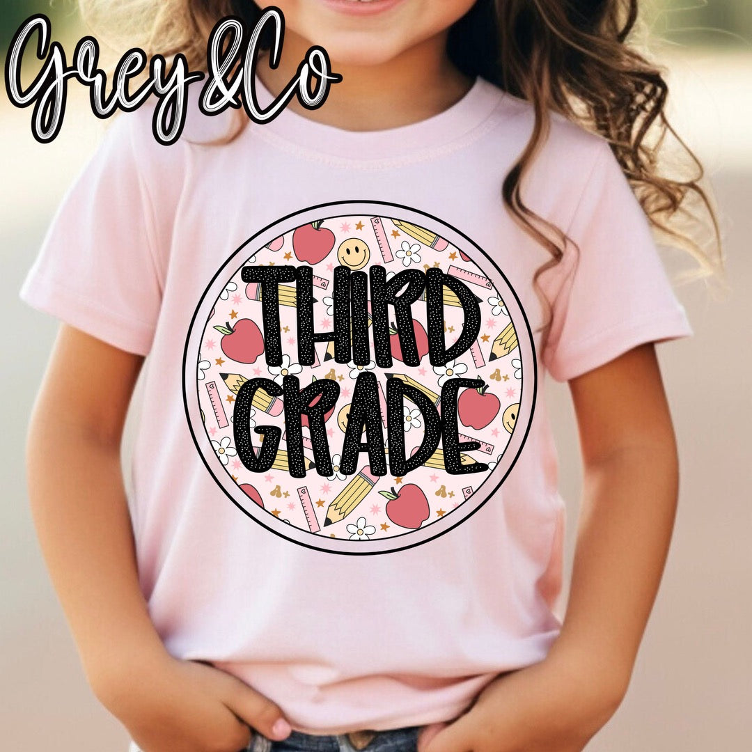 A+ Pencils Back to School Grade Shirt for Girls