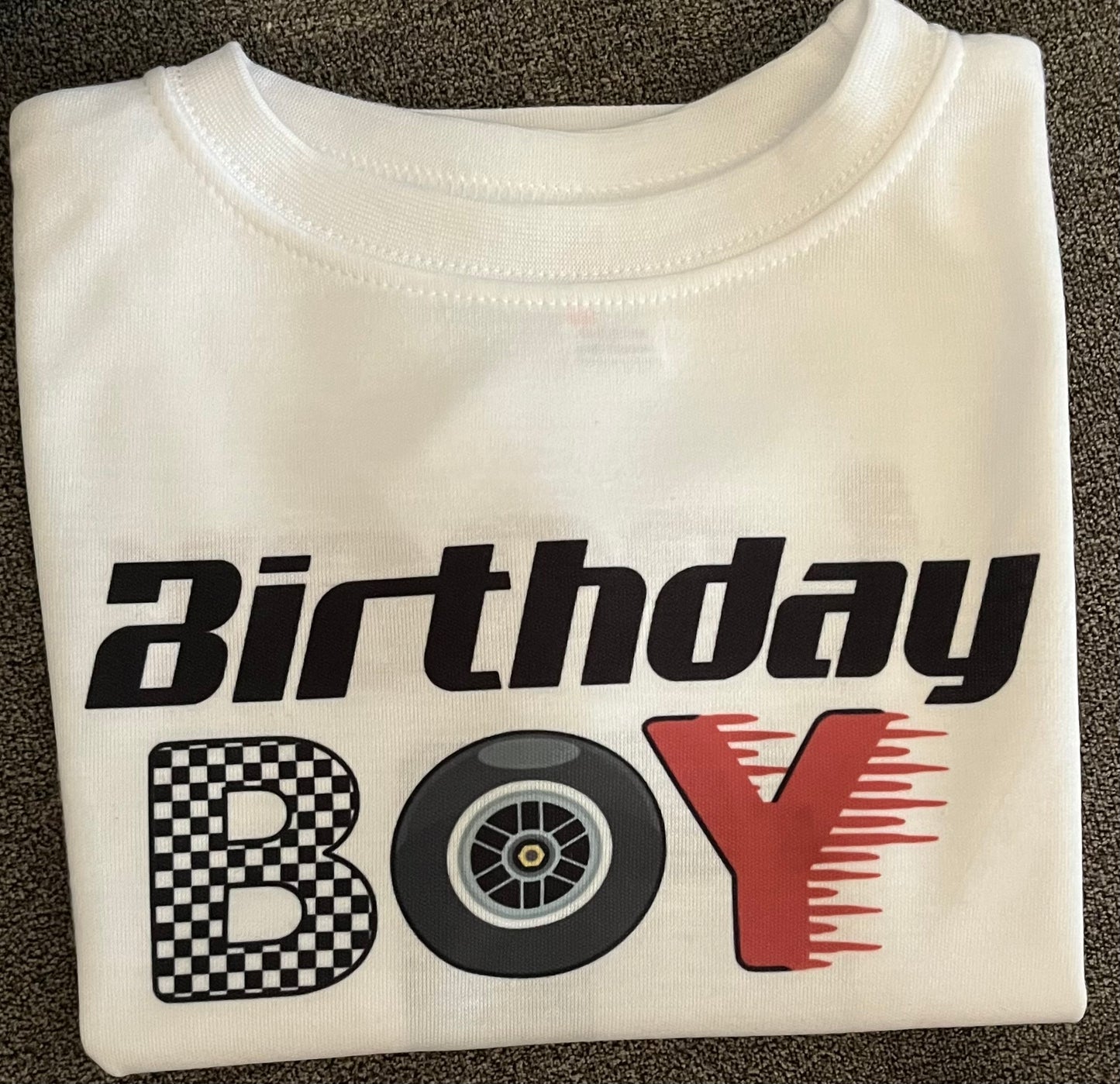 Race Car Birthday Boy Custom Name Shirt